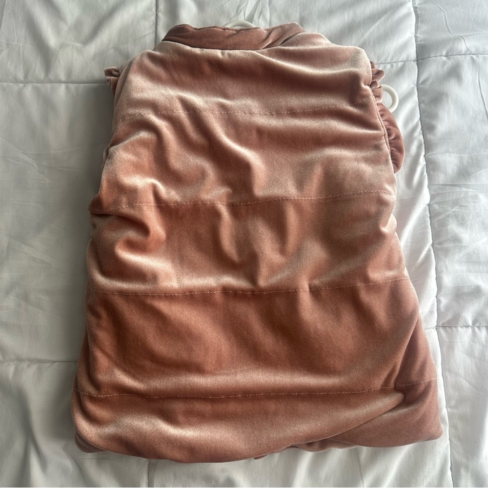 7 For All Mankind Girls 6x velour pink Sherpa lined vest zip up fall layer cute - Picture 2 of 9